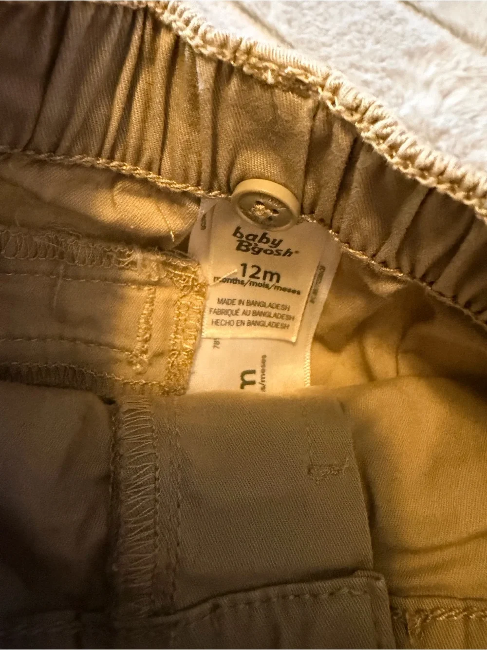 12 month Kids Neutral & Olive Bottoms Trio - Beige, Olive, Gray Pants